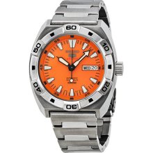 Seiko 5 Sports Orange Dial Stainless Steel Automatic Mens Watch Srp283