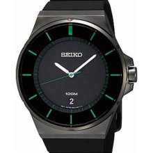 Seiko Black Ion Plated Rubber Strap Men's Watch Sgeg23