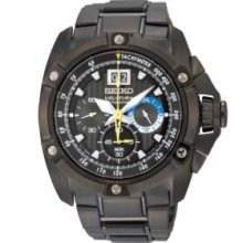 Seiko Black Men's 100 Meter Black Ion Finish Big Date Velatura Chronograph