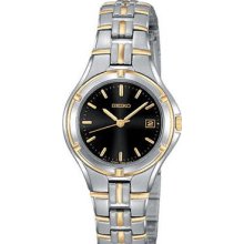 Seiko Ladies' Black Dial Stainless & Gold Tone SXDA90
