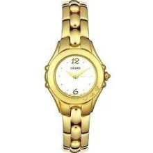 Seiko Ladies Gold Plated Diamond Set Bracelet Watch Sxgn14p1