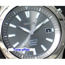 Seiko Men Kinetic Silver Dial 100m Titanium Watch Ska397