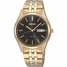 Seiko Mens Gold Solar Black Watch