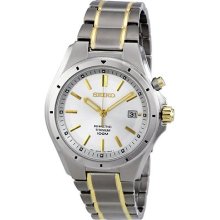 Seiko Men's Kinetic Bi Colour Titanium Gents Bracelet Silver Dial Date Ska497p1