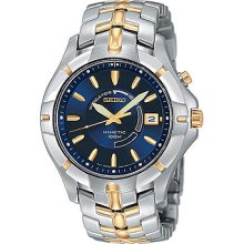 Seiko Mens Kinetic Two-Tone Blue Dial Watch