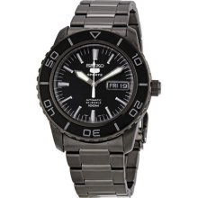 Seiko Mens Seiko 5 Watch Snzh59 Black Ion-plated Stainless Steel