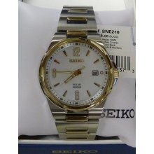 Seiko Men's Solar Quartz Two-tone Watch Sne210 $285