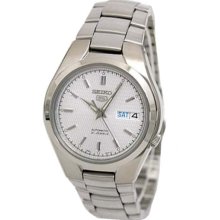 Seiko Men's Stainless Steel Seiko 5 Automatic White Dial SNK601