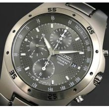 Seiko Men's Titanium Chronograph 100m Watch Snd419 Snd419p1 Warranty&gift Box