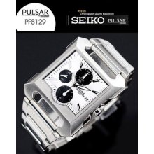 Seiko Pulsar Men's Silver Metal Chronogrpah Watch Pf8129