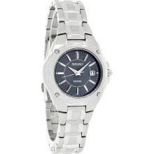 Seiko Quartz Ladies Blue Date Dial Stainless Steel Dress Watch SXDB45