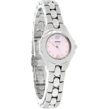 Seiko Quartz Ladies Pink Mop Dial Stainless Steel Mini Dress Watch SXGN09