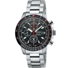 Seiko Solar Flight Stainless Steel Chronograph Men s Watch SSC007