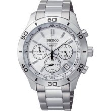 Seiko Ssb047 Men's Watch Chronograph Silver Dial Date Display