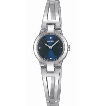 Seiko Stainless Steel Ladies Dress Watch w Round Blue Dial