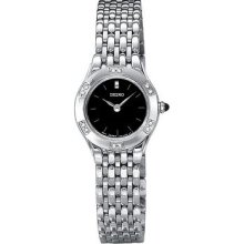 Seiko SUJC45 Lds Slvr Brclt w/ Blk Dial