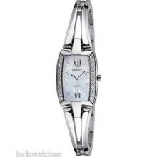 Seiko Sup083 Women's Solar Watch With Crystal Accented Case And Mop Dial