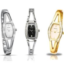 Sekonda Ladies Watch Cubic Zirconia Stone Set Semi Bangle Style Bracelet Watches