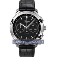 Senator Chronograph XL (SS / Black / Leather)