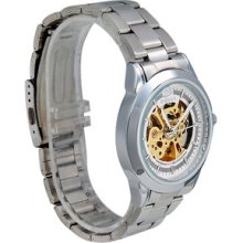 Sh Men's Luminous Wrist Watch With Hollow Mechanical Movement, Round Dial