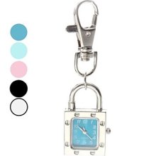 Silver Unisex Alloy Analog Quartz Keychain Watch