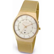 Skagen 233XLGG Men's Denmark Gold Tone Stainless Steel White Dial Quar