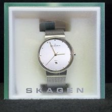 Skagen 355lgsc Men's Denmark Two Tone Stainless Steel Mesh Bracelet Watch