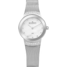 Skagen Stainless Steel White Label Women's Quartz Watch With White Dial Analogue Display And Steel Mesh Strap 812Sss