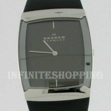 Skagen Swiss Analog Display Gray Dial Leather Band Mens Wrist Watches 584lslm