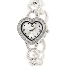 Sofia by Sofia Vergara Ladies' Silver Tone Bangle Watch With Heart