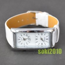 Soki Dual Womens White Analog Quartz Band Watch S36