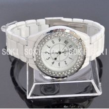 Soki White Crystal Analog Quartz Womens Ladies Wrist Band Travel Watch L83