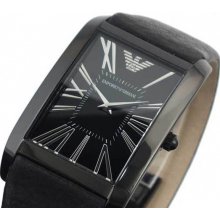 Sportivo Stainless Steel Case Leather Bracelet Black Tone Dial Roman N