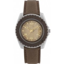 Sprout Mens Eco Friendly Analog Resin Watch - Brown Cotton Strap - Wood Dial - ST/3004BNGYBN