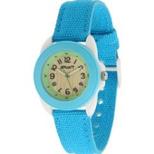 Sprout Womens Eco Friendly Analog Resin Watch - Blue Cotton Strap - Wood Dial - ST/1009TQIVTQ