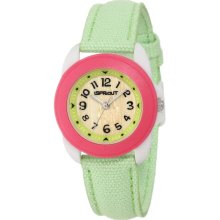 Sprout Womens Eco Friendly Analog Resin Watch - Green Cotton Strap - Wood Dial - ST/1041PKIVLM