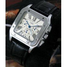Square Style Mens Automatic Mechanical Luxury Watch Multi Function Calendar