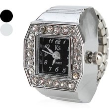 Square Women's Crystal Style Alloy Analog Quartz Ring Watch (Assorted Colors)