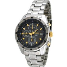 Stainless Steel Quartz Chronograph Tachymeter Two Tone Gray Dial
