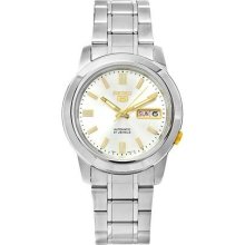 Stainless Steel Seiko 5 Automatic Two Tone Silver Dial