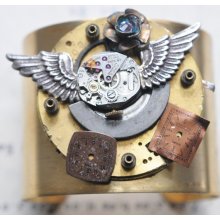 Steampunk Brass Cuff Assemblage with Vintage Watch Parts