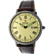 Steinhausen Men's Ultra-thin Swiss Movement Silver Case Cream Dial Watch