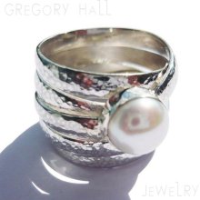 Sterling Silver 925 White Fresh Water Pearl Gemstone Wedding Engagement Band Ring Rings Jewelry Jewellery SSR-398
