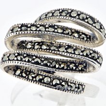 Sterling Silver Black Marcasite Ring