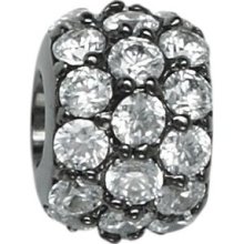 Sterling Silver Pave White Swarovski Zirconia Moress Bead Charm St-40e