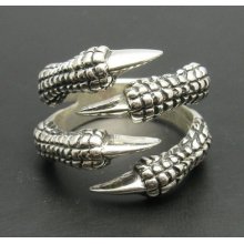 Sterling Silver Ring Solid 925 Claws Raven Biker Dragon Gothic Size 6 - 14