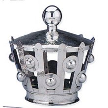 Sterling Silver Torah Crown with Hammered Pattern and Orbs