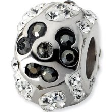 Sterling Silver White & Black Crystal Flower Bead ...