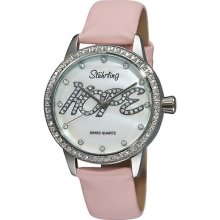 Stuhrling 519h 1115a7 Hope Swarovski White Mop Pink Leather Womens Watch