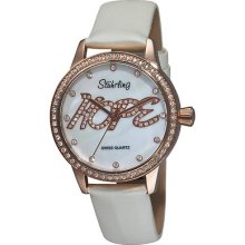 Stuhrling 519h 1145p7 Hope Swarovski White Mop White Leather Womens Watch